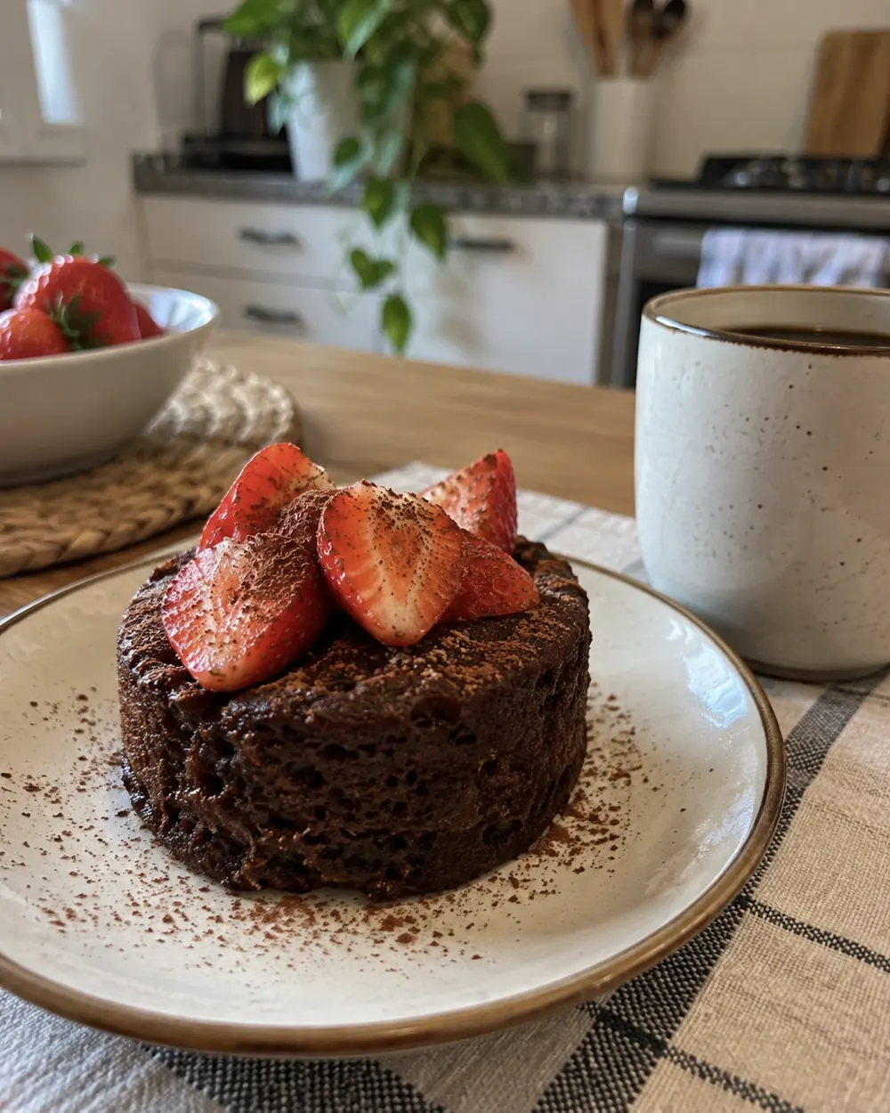 Fiz esse num pote, em cinco minutos, num domingo de manhã. Comi com café, sentada, sem pressa. Fazia três meses que eu não comia bolo de manhã.